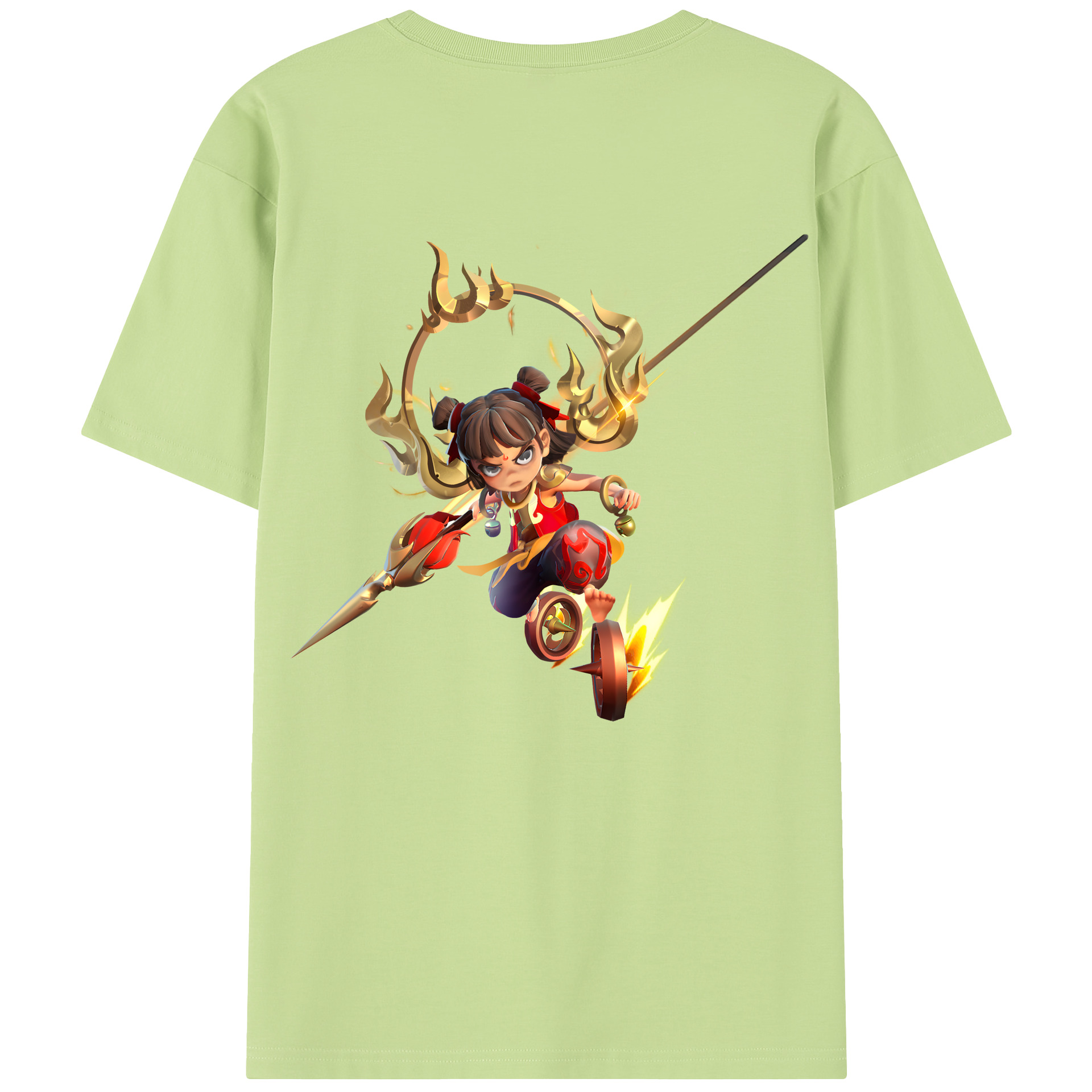 （画像用） Ne Zha 2 ナタ 魔童の大暴れ 綿100％半袖Tシャツ（背面プリント）